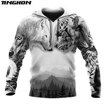 Sudadera con capucha con estampado 3D de Lobo y tigre para hombres, suéter Unisex con cremallera, chaqueta informal, chándal, WS31 2024 - compra barato