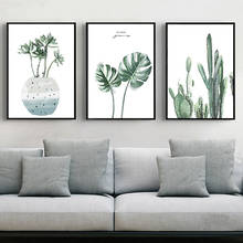 Pósteres en lienzo de hojas de plantas verdes, impresiones de estilo nórdico, arte de pared escandinavo, pintura, imágenes de decoración minimalista para el hogar 2024 - compra barato