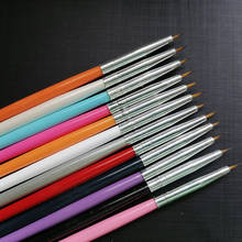 Набор кистей для дизайна ногтей с цветной ручкой, 12 шт., тонкие акриловые типсы для дизайна ногтей, ручка для рисования, 10 компл./лот 2024 - купить недорого