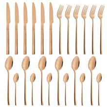 Juego de cubiertos de acero inoxidable, cuchillo, tenedor de postre, cuchara de café, vajilla de cocina para el hogar, 24 piezas 2024 - compra barato