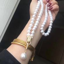 D520 Leopard Almost Round 8-9mm Nature Cultured Fresh Water White Pearls Necklaces for Women Fine Birthday Presents 2024 - buy cheap