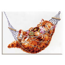 Mosaico de pintura com pedras para gato, pintura redonda, bordada, ponto cruz, flores, imagem de strass, artesanato 2024 - compre barato