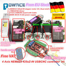 Бесплатная доставка ЕС/Европейский НДС 4 aixs USBCNC NEMA23 425oz-in,112 мм, 3A (двойной вал) шаговый двигатель комплект ЧПУ для фрезерного станка 2024 - купить недорого
