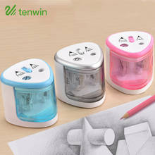 Tenwin-afilador de lápices eléctrico mecánico doble para niños, material escolar de plástico, papelería Kawaii 2024 - compra barato