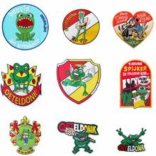 Pulaqi Oeteldonk Cute Frog Patches Full Embroidered Frog Carnival For Netherland Iron On Patches for Clothing Embroidered Badges 2024 - buy cheap