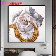 home decoration full square round drill 5d diy diamond painting embroidery white gold flower 3D cross stitch diamond mosaic kits 2024 - buy cheap