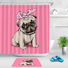 Funny Dog Shower Curtains Cute Pet Animal Pink Background Bathroom Decor Home Bathtub Waterproof Shower Curtains Bath Door Mat 2024 - buy cheap