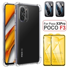 Poco F3 Case&Glass, Clear Original Phone Color Case for Xiaomi Pocophone F3 Pocco F3 X3 Pro Silicone Shockproof Case on Poco F 3 2024 - buy cheap