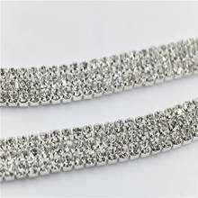 Cristales de plata de cinturón de joyería, apliques de adorno de 3 filas, cadena de joyería, decoración de boda y fiesta, para coser 2024 - compra barato