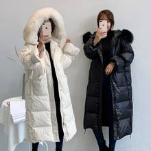 2021 New Long Winter Down Coats Women Big Fur Collar Jacket Parkas Female White Duck Down Parkas Coats Ladies Loose Down Coat 2024 - buy cheap