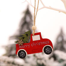 Adornos para coche, pequeño árbol de Navidad colgante, colgantes de madera, adornos de animales de dibujos animados de alce, novedad de 2020 2024 - compra barato