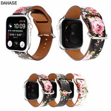 Spring Flower Genuine Leather Watch Band For Apple Watch Series 4/5 40mm 44mm Bracelet strap for iwatch Series 1/2/3 38mm 42mm 2024 - buy cheap