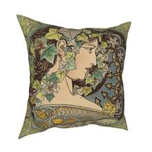 Alphonse Mucha funda de almohada para decoración del hogar, funda de cojín para sofá, poliéster, Impresión de doble cara, Idea de regalo 2024 - compra barato