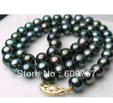 Collares de perlas naturales de 18 "de largo, collar de perlas cultivadas naturales AAA de 8-9mm, color negro, envío gratis 2024 - compra barato