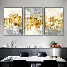 Nordic Abstract Golden Foil Canvas Painting Modern Grey Gold Wall Art Posters and Prints Pictures For Living Room Home Decor 2024 - buy cheap