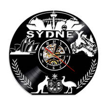 Relojes australianos con disco de vinilo de Sídney, reloj de pared colgante artístico con Skyline de Sídney, iluminación LED silenciosa, lámpara de noche, regalo para turismo 2024 - compra barato