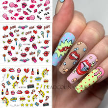 Pop Nail Art Stickers Sliders lipstick Water Transfer Decals Tattoo  Wraps Foils Manicure Decortion Designs 2024 - buy cheap