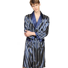 Robe de seda com decote em v para homens, roupão de banho listrado para homens, manga comprida, pijama sexy, roupa de dormir plus size 5xl 2024 - compre barato