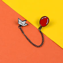 Chain brooch Enamel Pin Paper Boat Red Balloon Brooch Denim Clothes Backpack Fashion Jewelry Gift For Friends Kids 2024 - buy cheap