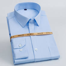60% хлопок, базовая деловая Мужская рубашка с длинным рукавом, формальная Классическая рубашка, простая в уходе, модная Высококачественная Однотонная рубашка для работы 2024 - купить недорого