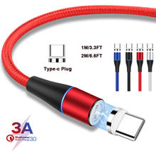 Магнитный кабель 3 А типа C USB для быстрой зарядки мобильных телефонов, шнур синхронизации данных для samsung Galaxy S8 S9 S10 для huawei P20 P30 2024 - купить недорого