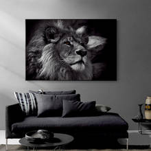 African Lion Black White Home Decor Posters And Prints Wall Painting On Canvas Wall Art Wild Animal Real Picture For Living Room 2024 - buy cheap