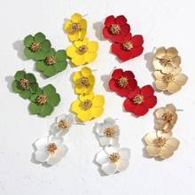 2019 New Korean Alloy green Flower drop Earrings For Women Romantic Statement Yellow Earring Female Fashion Wedding Jewelry Gift 2024 - buy cheap