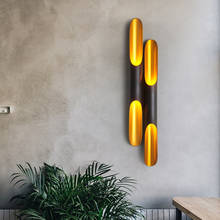 Luminária de parede em alumínio e bambu, tubo moderno com 2 luzes led, decoração criativa para sala de estar, quarto, luz preta dourada 2024 - compre barato