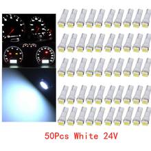 Bombillas LED de cuña para salpicadero de coche, luz blanca con indicador de iluminación, lámpara de CA, accesorios interiores, 50 piezas, T5 5050 1SMD 24V 2024 - compra barato