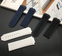 Soft Black Blue White 29*19mm nature Silicone rubber watchband watch band for Hublot strap for king power series with logo on 2024 - buy cheap