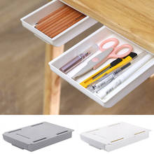 Bandeja de lápices autoadhesiva para escritorio, cajón de almacenamiento para debajo del escritorio, organizador de escritorio, almacenamiento, n. ° 30 2024 - compra barato