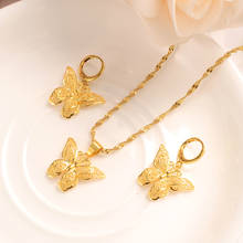 african vintage flower butterfly Pendant Necklace Gold Color Jewelry for Women wedding bridal party jewelry sets girls Gift 2024 - buy cheap