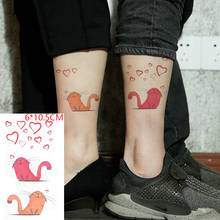 Waterproof Temporary Tattoo Sticker ins Pink orange cat cute cartoon Body Art flash tatoo fake tatto for Women Men 2024 - buy cheap