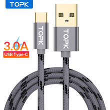 TOPK USB-C Cable de carga rápida Cable de tipo C para Samsung Galaxy S9 S8 Nota 9 8 Oneplus 6 teléfono 2024 - compra barato
