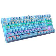 Игровая механическая клавиатура K550, USB Проводная, 87 клавиш, синяя, розовая, RGB подсветка, синие переключатели, Пыленепроницаемая, эргономичный дизайн 2024 - купить недорого