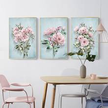 Pôster de rosas, pintado à mão, vintage, tela de pintura, planta verde, impressão, nórdico, arte na parede, imagem para decoração da sala de estar 2024 - compre barato