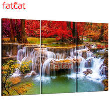 FATCAT Woods landscape waterfall nature Large triptych 5D Diy Diamond Painting full mosaic diamond Embroidery Decoration AE1735 2024 - buy cheap