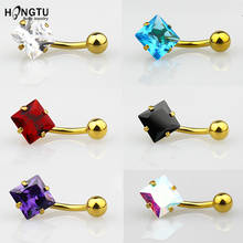 HONGTU-Anillos para el Ombligo, Piercing para el Ombligo con forma cuadrada de estrella, corazón, circonita AAA, joyería para el cuerpo de acero quirúrgico, cristal Sexy, 1 ud., 14G 2024 - compra barato