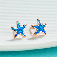 Dainty Female White Blue Opal Earrings Rose Gold Silver Color Wedding Earrings Cute Bridal Star Small Stud Earrings For Women 2024 - buy cheap