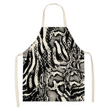 Snake Pattern Printed Sleeveless Aprons Color Linen Kitchen Women Pinafore Baking Waist Bib Home Cooking korean kitchen supplies 2024 - buy cheap