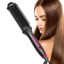 Novus alisador de cabelo elétrico de cerâmica escova de cabelo cacheador de duplo uso pente reto e franja de ar ferramentas de estilo feminino 2024 - compre barato