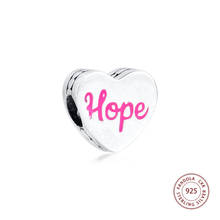 Fit Pandora Bracelet 925 Sterling Silver Hope Ribbon Charms Pink Enamel Heart Beads for Jewelry Making Kralen Berloques 2024 - buy cheap