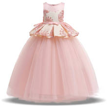 Long Flowers Girl Party Dress Kids Dresses For Girls Children Clothing Princess Dress Elegant Wedding Dress 10 12 Years 2024 - buy cheap