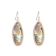 Fashion Acrylic Abalone Shell Earrings Rhinstone Gold Color Dangle Brincos Pendientes Brand Jewelry Women 2024 - buy cheap