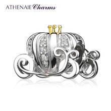 Athenaie 925 prata esterlina cz cintilante coroa conto de fadas abóbora carruagem encantos ajuste charme pulseira pulseiras colar feminino 2024 - compre barato