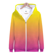 Rainbow Zipper Hoodies Men's Sweatshirt Custom Colourful Gradient Hoodie Mens Solid Color Hooded Men/Women 3D Coats Brand Design 2024 - buy cheap