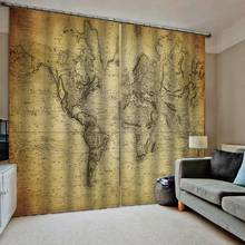 retro curtains yellow map window curtains for living room bedroom blackout curtains 2024 - buy cheap