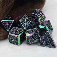 Metal dnd dice set rainbow dice polyhedral dice set custom dice Blue purple dungeon and dragon with bag D20 D12 D10 D8 D6 D4 2024 - buy cheap