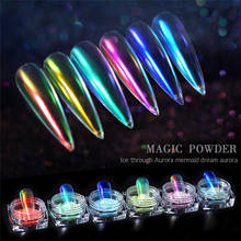 6 color Ice Transparent Fashion Mirror Mermaid Powder Nail Chrome UV Gel Pigment Magic Dust Powder Laser Nail Art Decorations 2024 - buy cheap