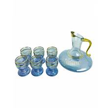 Zamzam Glasses Blue Gold Patterned Glass Zamzam Team Sherbet and Zamzam Set Milk Jug Coffee As Cup Lemonade Jug 2024 - buy cheap